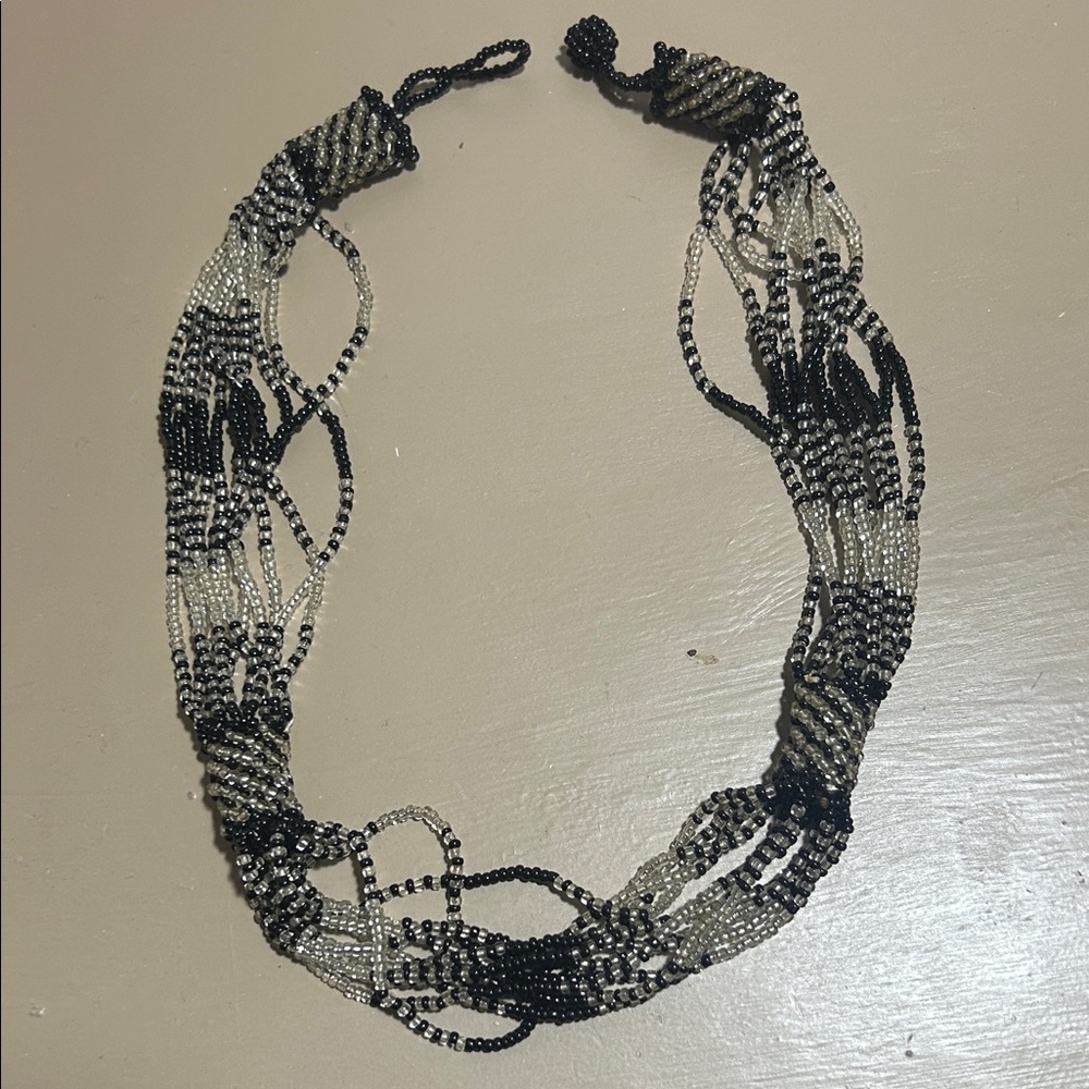 Elegant Black and White Beaded Necklace